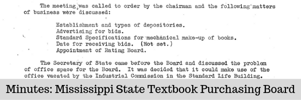 Minutes of the Mississippi State Textbook Purchasing Board