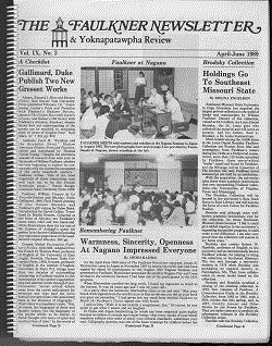 cover of Faulkner Newsletter and Yoknapatawpha Review 9.2