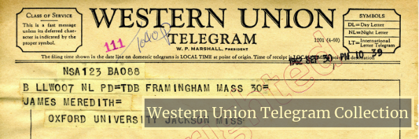 US 1915 TWO WESTERN UNION TELEGRAMS FRANKED 2c WASH PERFINS WU FLORIDA &  OHIO