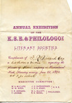 Invitation to the Annual Exhibition of the K.S.E. & Philologoi Literary Societies by Frederick Robert Bernard (1850-1922)