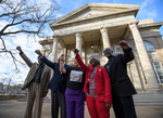 Kenneth Mayfield, Henrieese Roberts, Linnie Willis, Theron Evans, Jr. and Donald Cole in front of Fulton Chapel, February 24, 2020 by Kenneth Mayfield, Henrieese Roberts, Linnie Liggins Willis, Theron Evans Jr., and Donald Cole