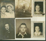 Billy Gibson, Winnie Bethea Catt, Mary Emily, Green Way, Jones Walker, Katherina Benson, Mrs. Miller, Elma Seay Bethea (8 small photographs pasted on a note card on both sides)