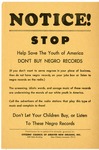 Help Save the Youth of America Don't Buy Negro Records