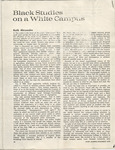 Black Studies on a White Campus, November 1970