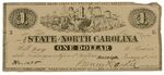 1 dollar bill, State of North Carolina issue by Confederate States of America
