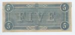 5 dollar bill, Confederate States of America, verso by Confederate States of America