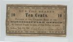 10 cent note, The Mississippian Office by Confederate States of America and Mississippian
