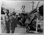 William Faulkner, Estelle, and Jill at Glendale Stable, California by Unknown