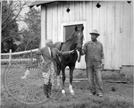 William Faulkner and Andrew Price with horse, Tempy, image 1 by Unknown