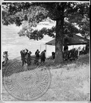 Pallbearers arriving at gravesite carrying William Faulkner's casket. July 7, 1962 by Unknown