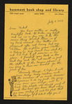 Letter from Tess [Crager?] to Hubert Creekmore (09 July 1953) by Tess Crager and Hubert Creekmore