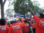 People Holding "Steelworkers for Obama" Signs by Edward Movitz