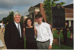 Chancellor Robert Khayat with unidentified man and woman in front of 2008 Presidential debate plaque at the University of Mississippi, image 003 by Author Unknown