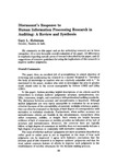 Discussant's response to human information processing research in auditing: a review and synthesis by Gary L. Holstrum