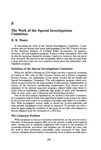 Work of the Special Investigations Committee