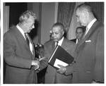 Felton M. Johnston with Lyndon Baines Johnson, Alben Barkley, Mr. Dozier, and Dirkson. by Author Unknown