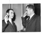Richard Nixon performing swearing-in ceremony. by United Press International
