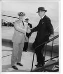 Vice President Alben W. Barkley shaking hands with Naval officer. by Norfolk Virginian Pilot and United States. Department of the Navy