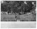 Crowd of people seated under trees by United States. Air Force