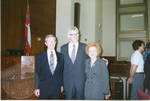 Armis Hawkins with unidentified man and woman, image 003