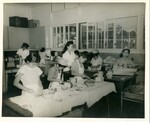 Maui cafeteria with children prepping food. by Hawaii Donna Matsufuru Collection