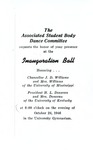 Invitation to inaugural ball for University of Mississippi Chancellor J.D. Williams by University of Mississippi. Chancellor