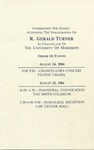 Schedule of events for delegates and guests attending inauguration of University of Mississippi Chancellor R. Gerald Turner by University of Mississippi. Chancellor