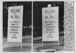 Sign instructing students where to go upon arriving on campus by Edward Movitz