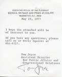 Tom Joyce memorandum, 19 May 1977 by Tom Joyce