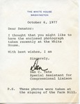 Dan C. Tate to Senator James O. Eastland, 6 October 1977 by Dan Tate