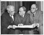 Eastland with Senator Homer Ferguson and Senator Karl E. Mundt during Senate Judiciary Subcommittee Meetings on communism. by Acme Photographs