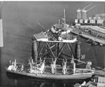 Offshore oil drilling platform and automated cargoliner by Ingalls Shipbuilding Corporation (Pascagoula, Miss.)