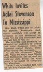 White Invites Adlai Stevenson To Mississippi by Author Unknown
