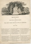 Monody on the much Lamented Death of the most Noble Francis Duke of Bedford by Author Unknown