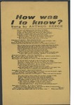 How was I to know? by Author Unknown