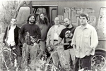 Band photo in front of old delivery truck, black and white by Kudzu Kings (Musical Group)