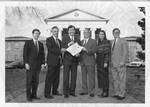 John Leslie, Chancellor Robert Gerald Turner, and others with the Ole Miss Sesquicentennial Proclamation. by Author Unknown