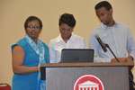 Ms. Vinson and two students at podium, horizontal by Mississippi Alliance for Minority Participation
