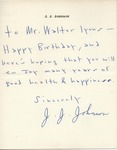 J.J. Johnson to Walter Lyons by J. J. Johnson