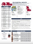 Ole Miss Game Notes Southern by Ole Miss Athletics. Men's Basketball