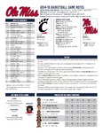 Ole Miss Game Notes Cincinnati by Ole Miss Athletics. Men's Basketball