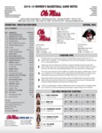 Ole Miss Game Notes WBB vs. Christian Brothers by Ole Miss Athletics. Women's Basketball
