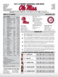 Ole Miss Game Notes WBB at Alabama