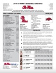 Ole Miss Game Notes WBB Arkansas by Ole Miss Athletics. Women's Basketball