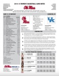 Ole Miss Game Notes WBB Kentucky by Ole Miss Athletics. Women's Basketball