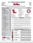 Ole Miss Game Notes WBB vs. Alabama by Ole Miss Athletics. Women's Basketball