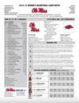 Ole Miss Game Notes vs. WBB Southern