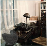 Faulkner's desk at Rowan Oak with typewriter and lamp: Image 1 by Edwin E. Meek