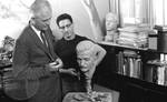 Jim Webb and sculptor standing with Faulkner bust in process: Image 1 by Edwin E. Meek