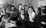 Crowd of news reporters gather as James Meredith exits room: Image 2 by Edwin E. Meek